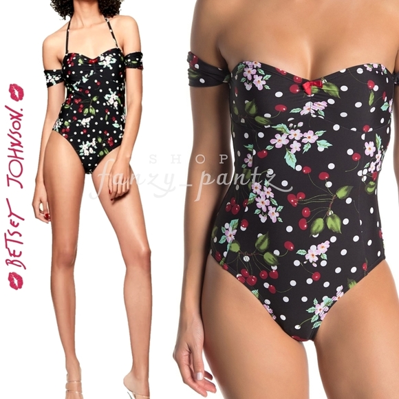 Betsey Johnson One Piece Swim, Black Cherry, New without Tag - Picture 1 of 6